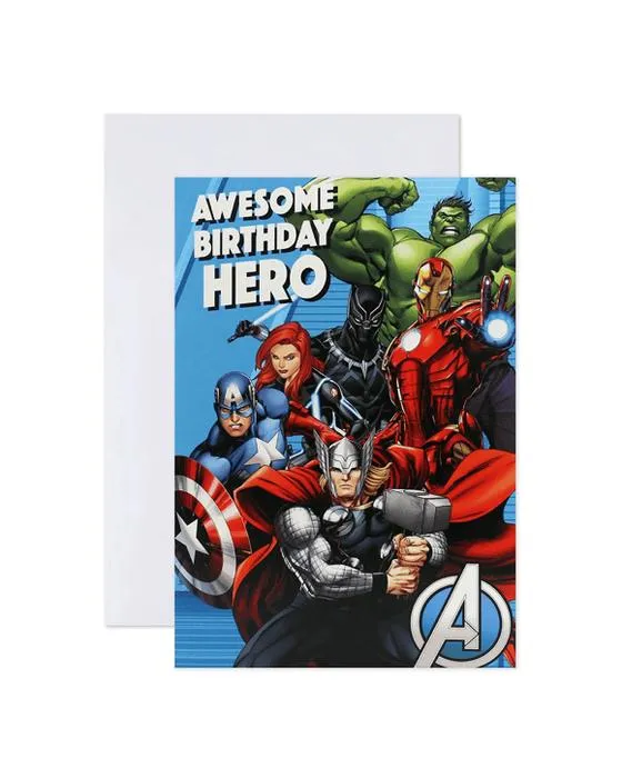 Hallmark Interactive Sound Marvel Avengers Carte d'anniversaire - Héros d'anniversaire impressionnant