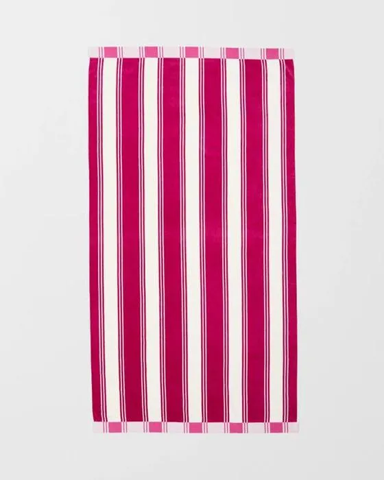 Cible Byron Stripe Serviette de plage pour adultes en coton australien - rose