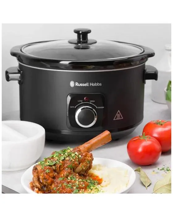 Russell Hobbs Rhsc4a Electric 4l Slow Cooker / ceramic Bowl Pot W/ Couvercle mat noir - noir