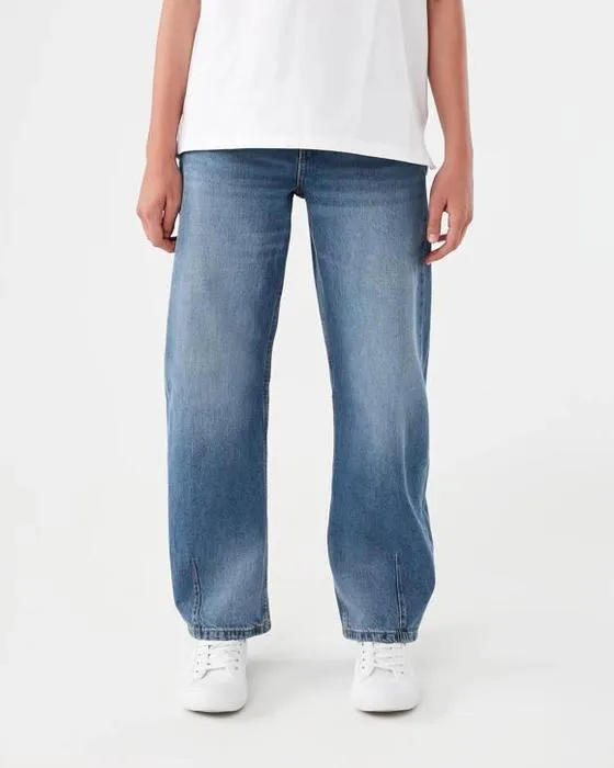 Jeans à jambes de barils avec détails de poche