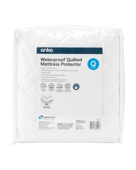 Protecteur de matelas matelassé imperméable - lit Queen, blanc