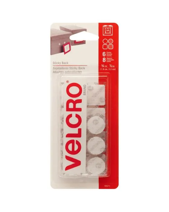 VELCRO 19mm Points & 22mm Carré 14 Pack blanc