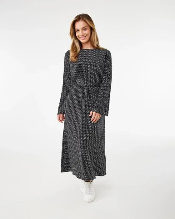 Robe de taille Midi à manches longues en crêpe