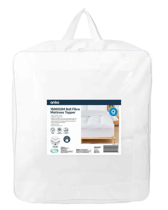 Topper de matelas en fibre de boule 1500GSM - lit Queen