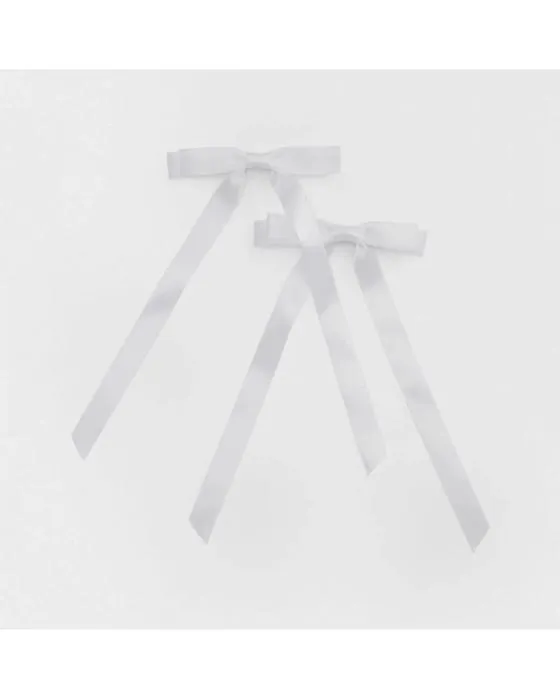 2 Pack de clips de cheveux à glissière de Bow Blanc