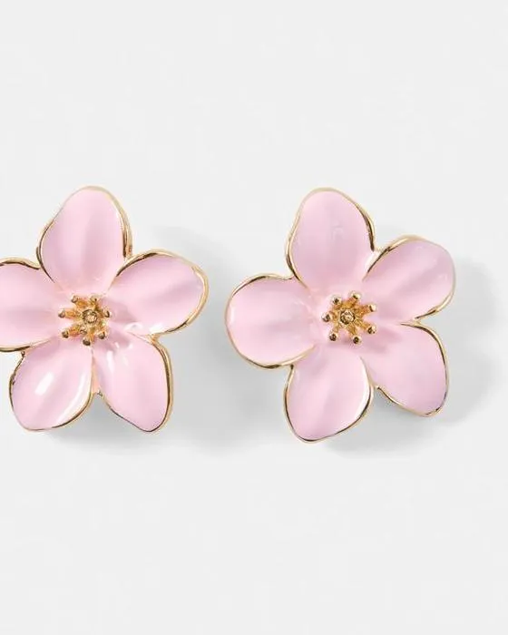 Boucles d'oreilles à talons de fleurs - Rose