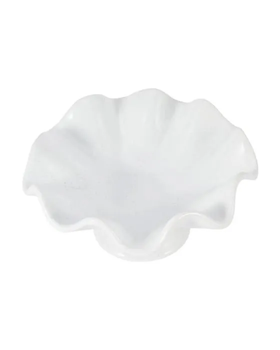 White Wavy Pedestal Decor Bowl