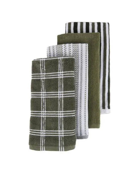 4 Pack vert Vérifiez serviette Terry Tea