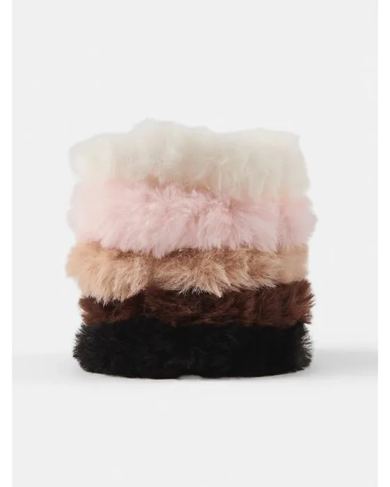 5 Pack Faux Fur Mini ecranchies de cheveux