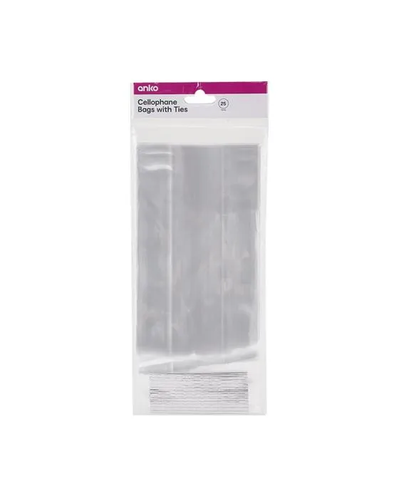 25 Sacs en Cellophane avec Attaches