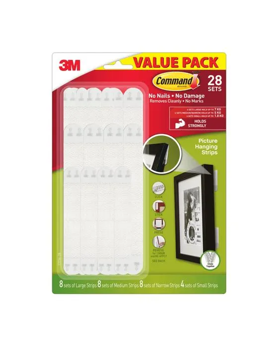 3M Command 28 Pack Picture Suspension Bandes Pack Valeur