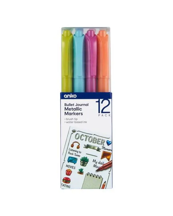 12 Pack Bullet Journal Marqueurs métalliques