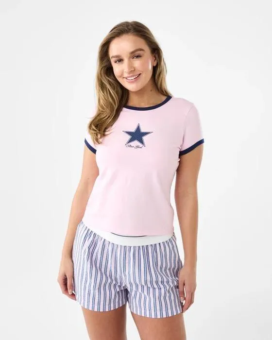 T-shirt de nuit en coton Ringer