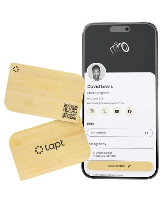Carte d'affaires numérique Tapt Lite Bamboo
