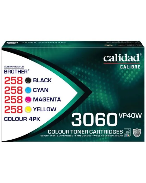 Calidad Brother TN258 Noir et couleur 4 Pack