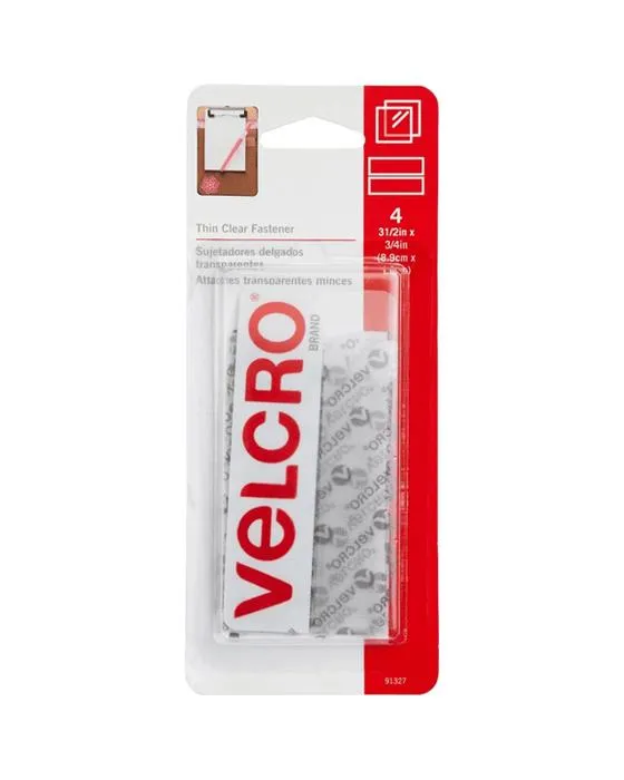 Marque VELCRO Crochet mince et bandes de boucles Effacer 19 x 89mm 4 ensembles
