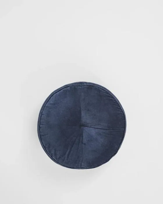 Coussin rond en velours lacé cible - Bleu