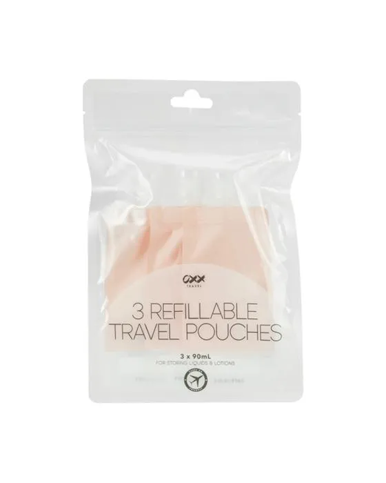 3 packs de pochettes de voyage rechargeables - Rose