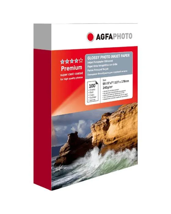 AGFA 5 x 7 jet d'encre photo en papier brillant 240gsm 100 Pack