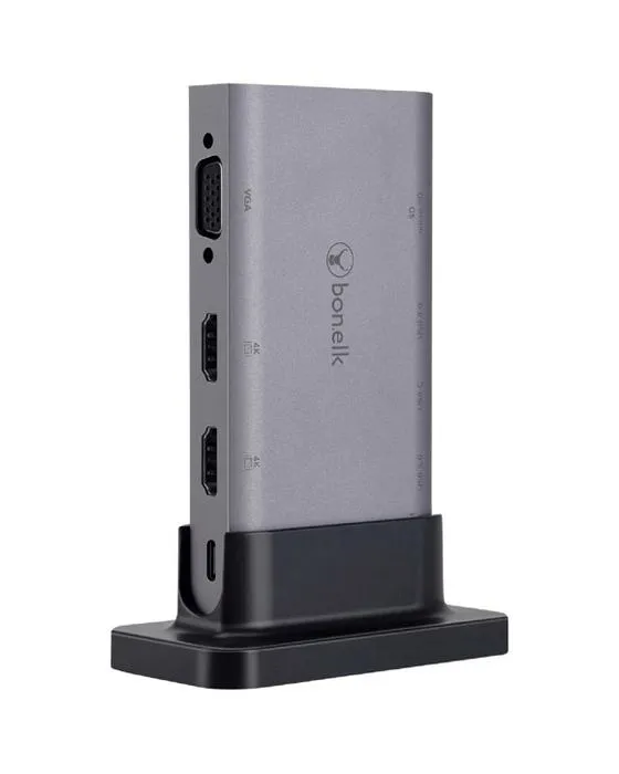 Série de bureau osseux 9-en-1 USB-C Hub Hub Espace Gris