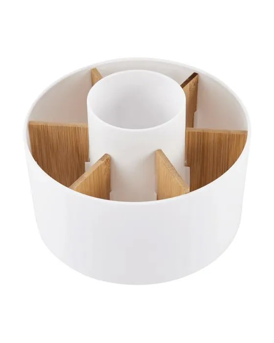 Bureau Caddy ronde rotative blanc bambou