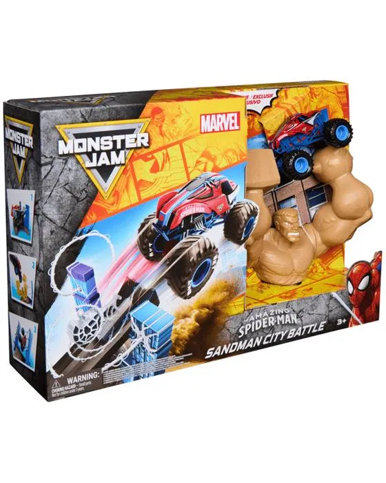 Marvel Monster Jam L'incroyable araignée-homme Sandman City Battle Playset