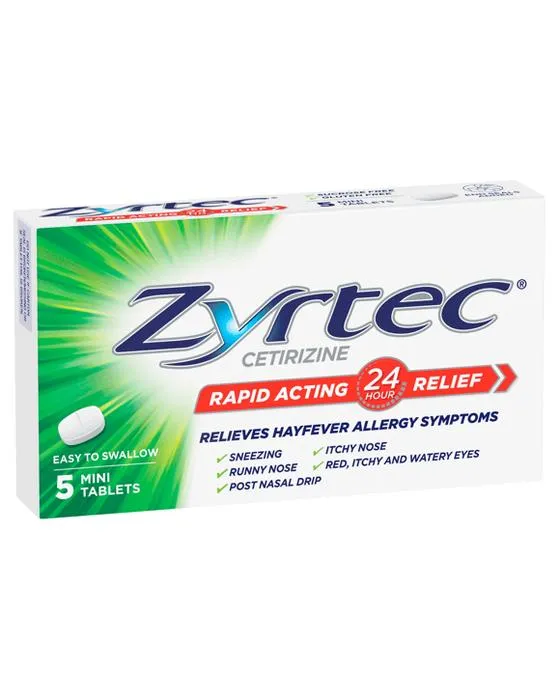 5 Pack Zyrtec rapide action de la fièvre aphteuse antihistaminique anti-comprimés mini - vert