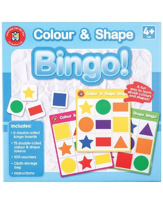 Apprendre peut être amusant couleur et forme Bingo