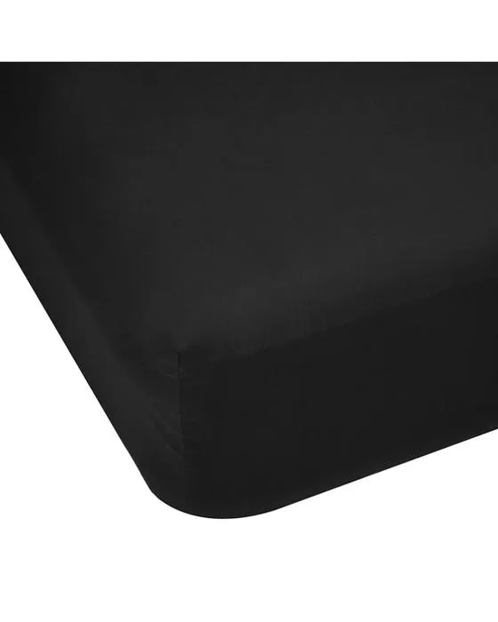 250 Fil Count coton feuille riche en tissu - lit simple, noir