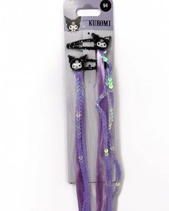 2 Pack pourpre Kuromi licence clips d'extension de cheveux