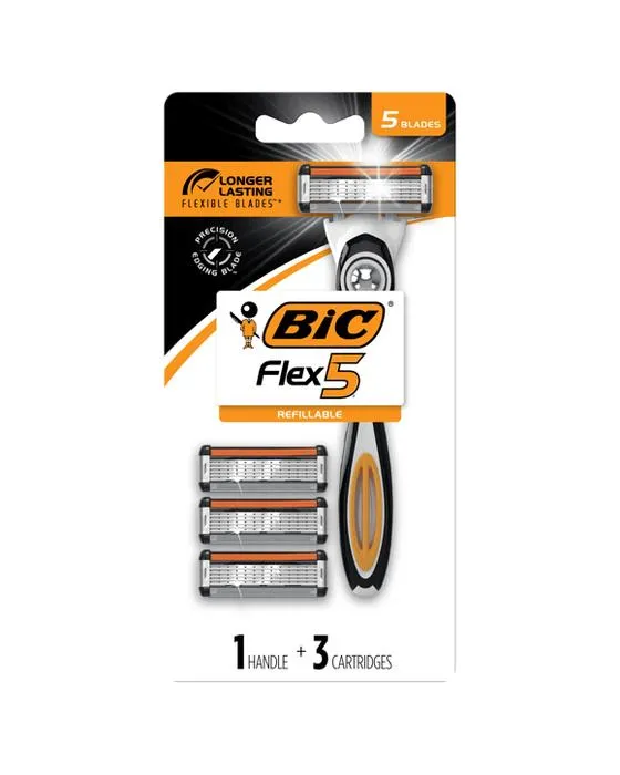 Kit de rasage à rasoir jetable à 5 lames pour homme BIC Flex 5 hybride