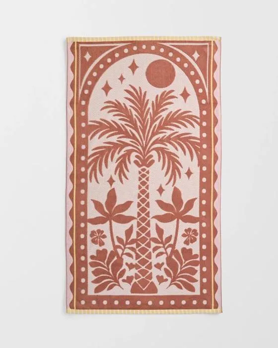 Cible Portable Palm Jacquard Australien Cotton Beach Torchon - Brown