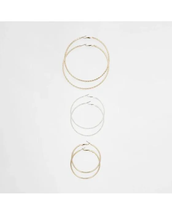 Boucles d'oreilles 3 Pack surdimensionnées - Tonor et ton argent