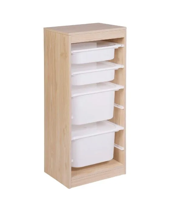 Unité de stockage Kadink Tall w/ 2 Grandes / 2 Tubes Med et Lids Chêne
