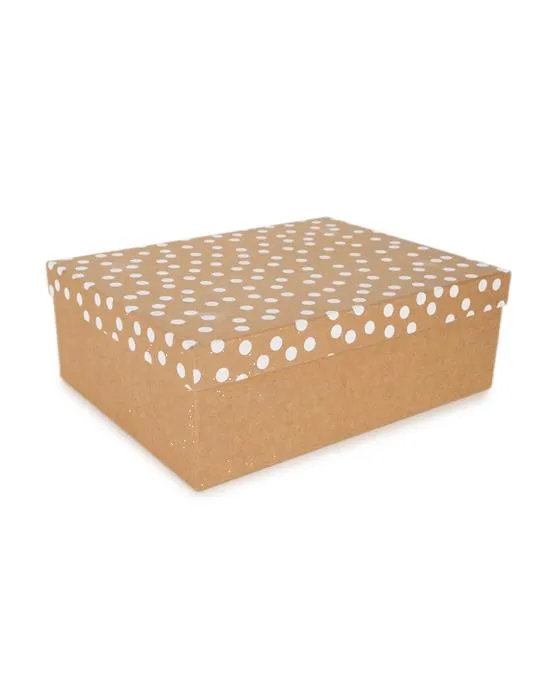 Boîte cadeau Kraft avec points blancs - Extra Large