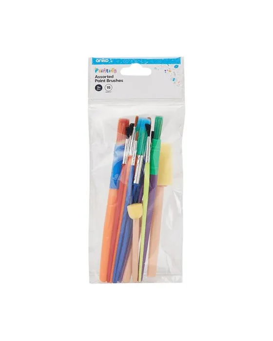 15 pinceaux de peinture assortis à l'emballage
