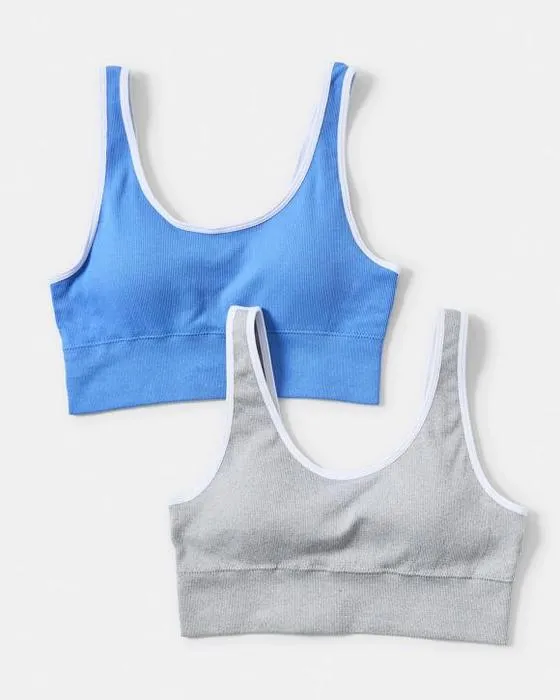 2 Pack sans fil sans couture Trim Crop Top