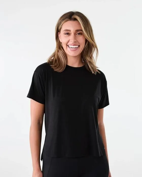 T-shirt de yoga à fractionnement féminin actif