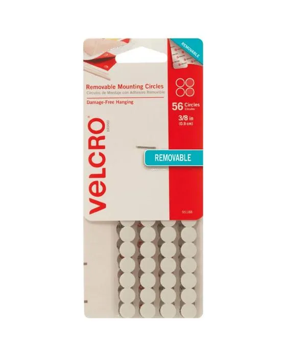VELCRO Circles amovibles Blanc 9mm 56 Pack