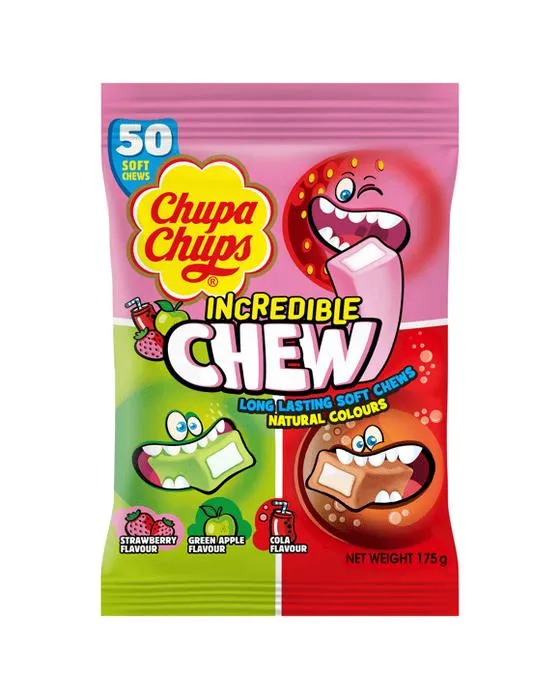50 Pack Chupa Chups Incredible Chew Share Bag 175g