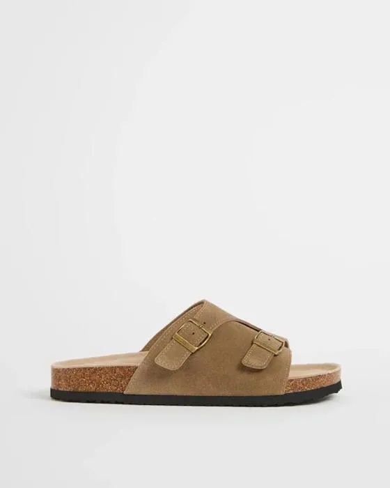 Cible homme large Suede en cuir moulées Diapositives de liège
