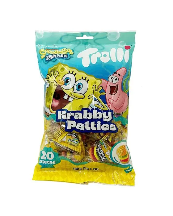 20 pièces Trolli ÉpongeBob SquarePantoufles Krabby Patties 180g