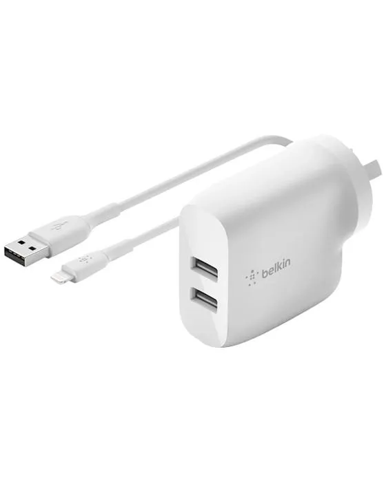 Belkin BOOSTCHARGE 24W double kit de chargeur USB-A à foudre