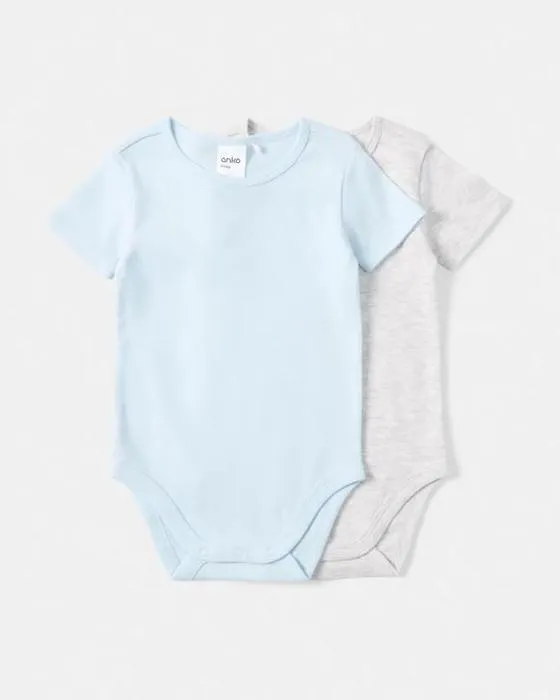 2 Pack Coton manches courtes Combinaisons de corps