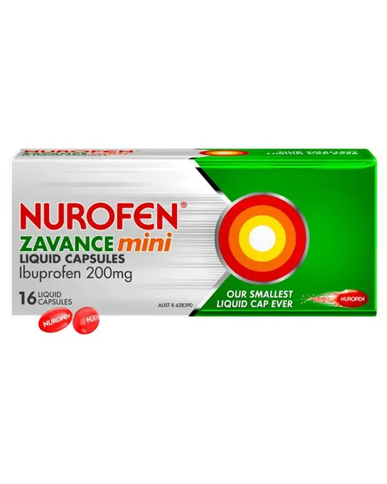 16 Pack Nurofen Zavance Mini Capsules liquides Ibuprofen 200mg