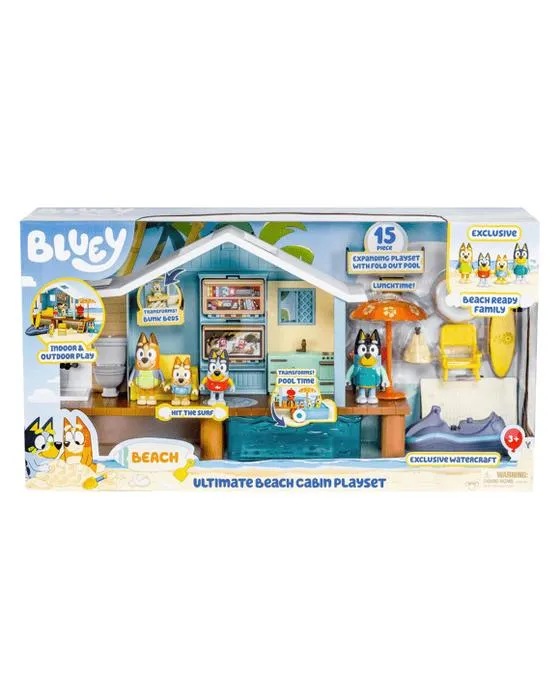 15 pièces Bluey Ultimate Beach Cabin Playset