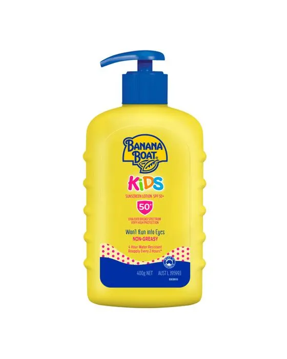 Banana Boat Kids SPF50+ Pompe à lotion écran solaire très haute protection 400g
