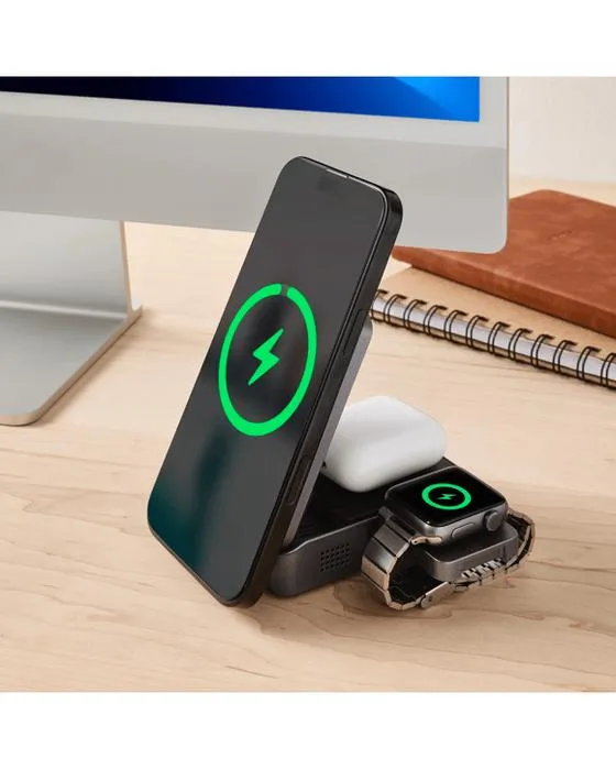 Qi2 Chargeur sans fil pliable 3-en-1
