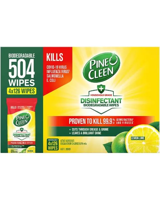 Pin O Cleen Wipes de lime biodégradables à usage multiple 504s