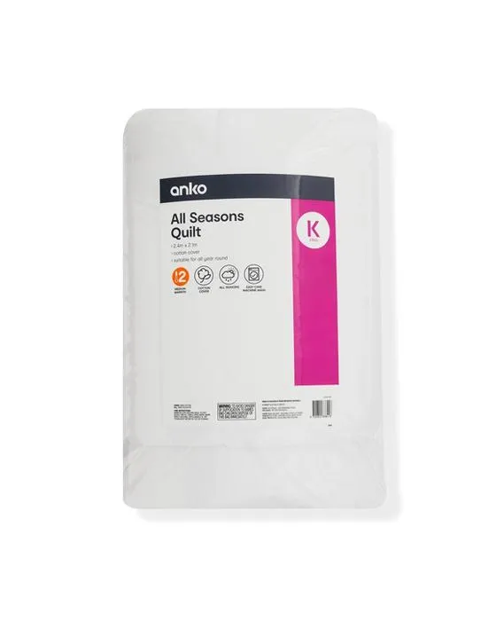 Chaud moyen toutes saisons Quilt - Lit King, blanc